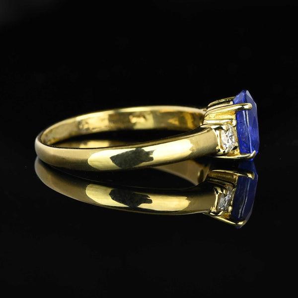 Vintage 14K Gold Diamond & Ceylon Sapphire Ring - Boylerpf