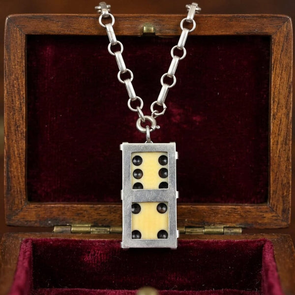 Antique William Barthman Sterling Silver Dice Charm Pendant