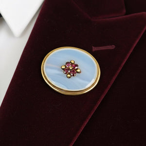 Large Antique White Chalcedony Garnet Brooch - Boylerpf