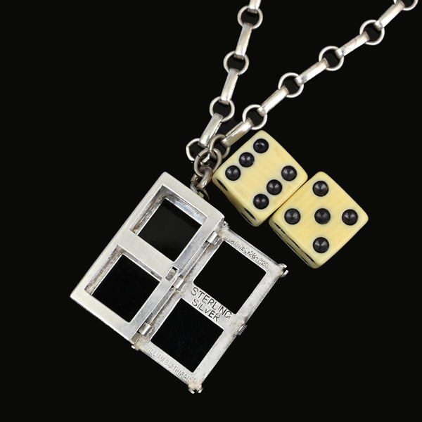Antique William Barthman Sterling Silver Dice Charm Pendant