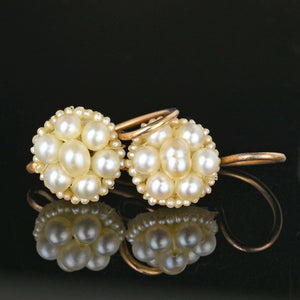 Antique Georgian Pearl Cluster Earrings in 14k Gold | Boylerpf