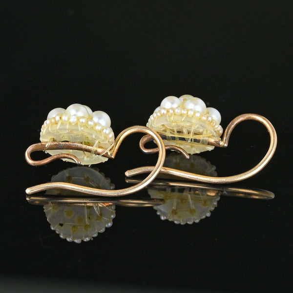 Antique Georgian Pearl Cluster Earrings in 14k Gold - Boylerpf
