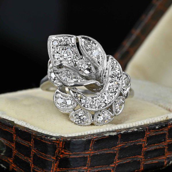 Platinum 1.32ct Vintage Style Diamond Cluster Ring