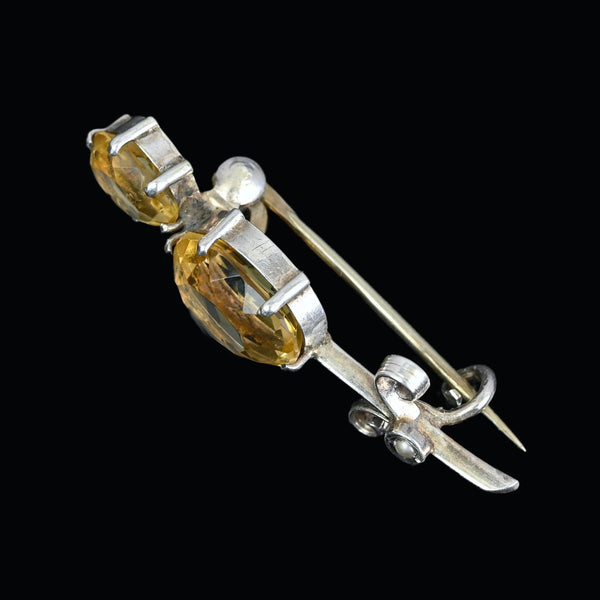 Antique Victorian Silver Haley's Comet Citrine Brooch - Boylerpf