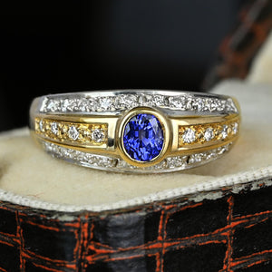 Platinum 18K Gold Ceylon Sapphire Diamond Ring Band - Boylerpf