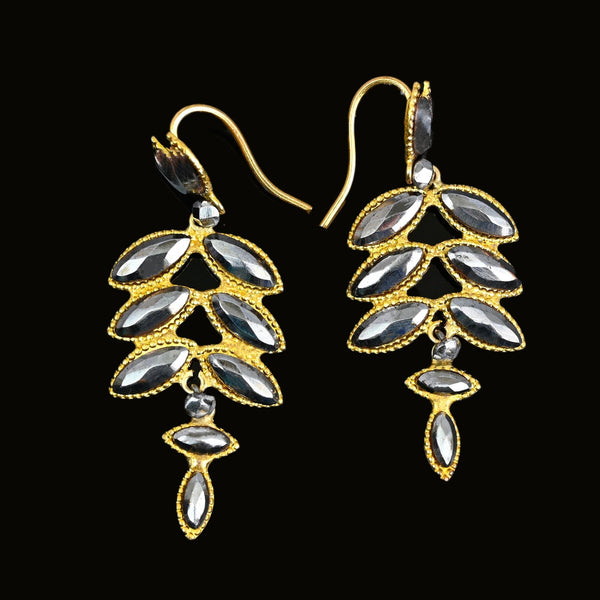 Antique Victorian Crescent Moon Dangle Cut Steel Earrings - Boylerpf