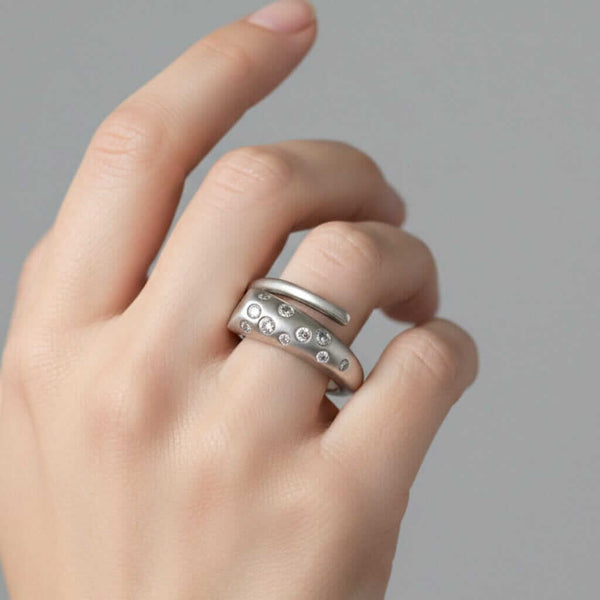 Vintage Robert Lee Morris Diamond Snake Ring Sterling - Boylerpf