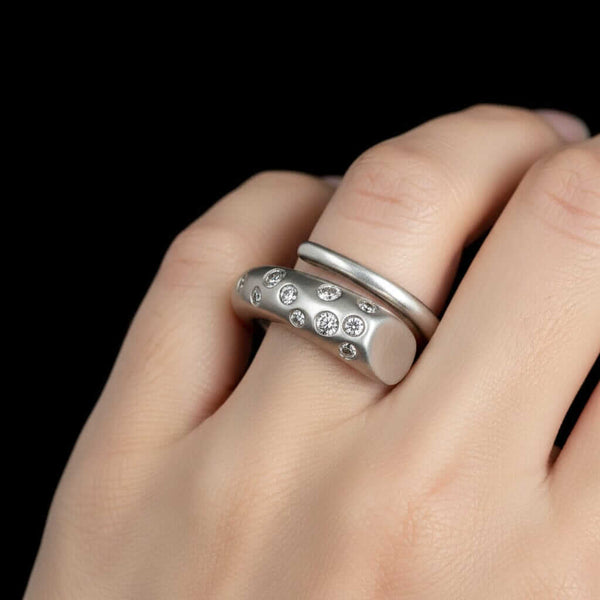 Vintage Robert Lee Morris Diamond Snake Ring Sterling - Boylerpf