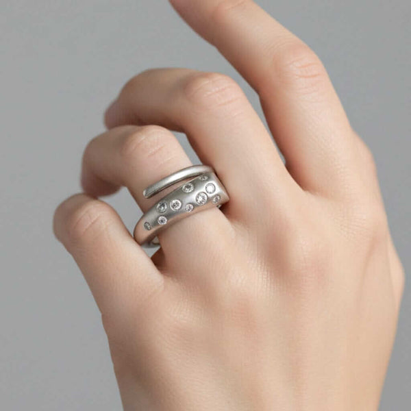 Vintage Robert Lee Morris Diamond Snake Ring Sterling - Boylerpf
