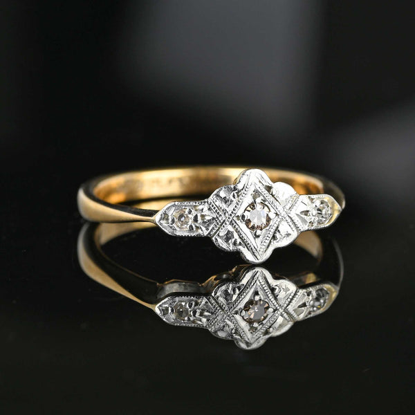 Art Deco Platinum and Gold Diamond Ring - Boylerpf