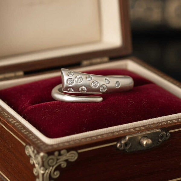 Vintage Robert Lee Morris Diamond Snake Ring Sterling - Boylerpf