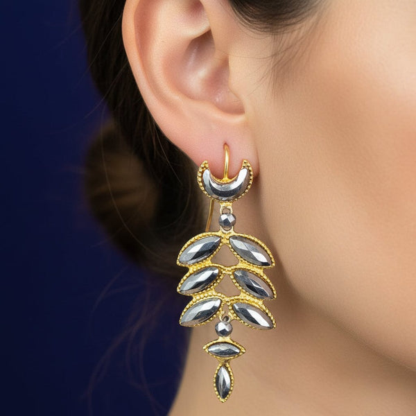 Antique Victorian Crescent Moon Dangle Cut Steel Earrings - Boylerpf