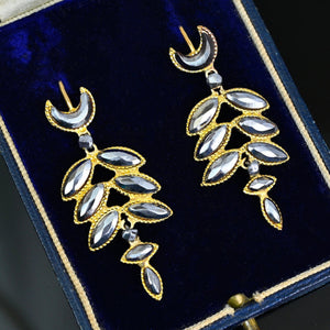 Antique Victorian Crescent Moon Dangle Cut Steel Earrings - Boylerpf