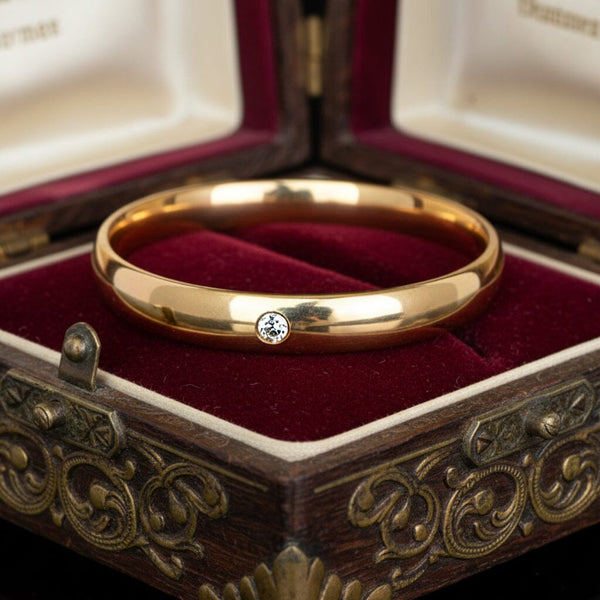 Antique 12K Gold Diamond Bangle Victorian Engraved - Boylerpf
