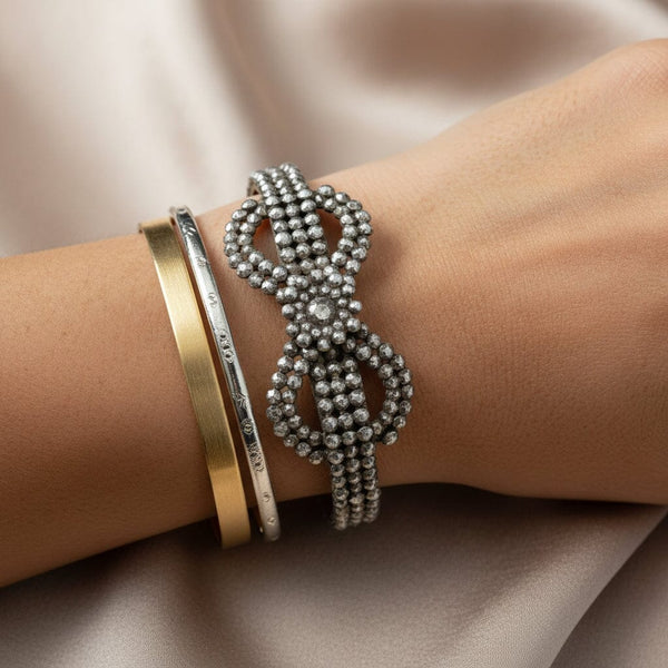 Antique Georgian Cut Steel Bow Bangle Bracelet Victorian