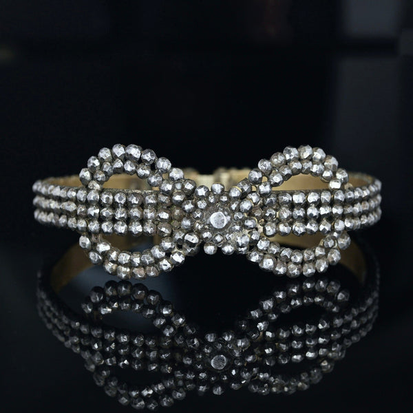 Antique Georgian Cut Steel Bow Bangle Bracelet Victorian