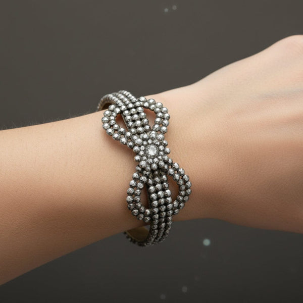 Antique Georgian Cut Steel Bow Bangle Bracelet Victorian