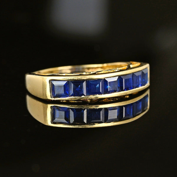 Vintage 14k Gold Seven Stone Sapphire Ring Band - Boylerpf