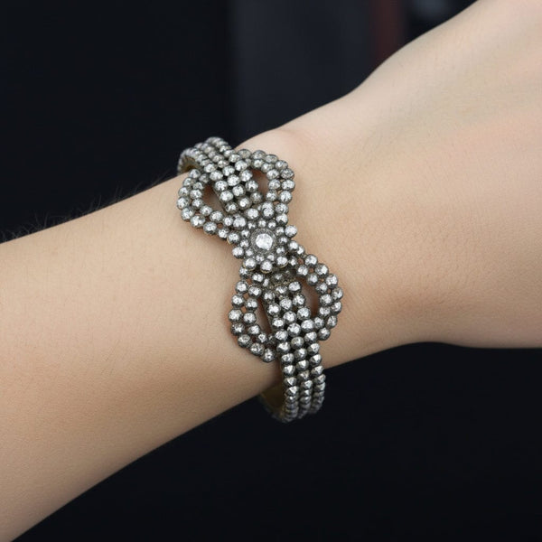 Antique Georgian Cut Steel Bow Bangle Bracelet Victorian