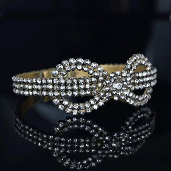 Antique Georgian Cut Steel Bow Bangle Bracelet Victorian