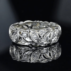 Art Deco Style Full Eternity Platinum Diamond Ring Band