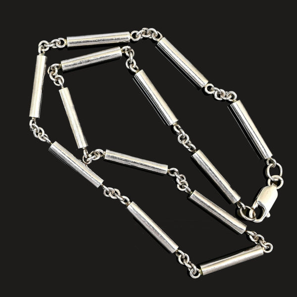 Vintage Sterling Silver Bar Link Chain Necklace 17 Inch