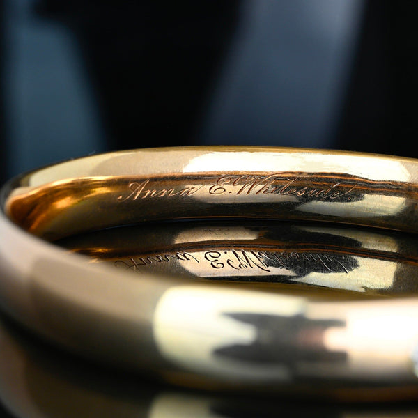 Antique 12K Gold Diamond Bangle Victorian Engraved - Boylerpf