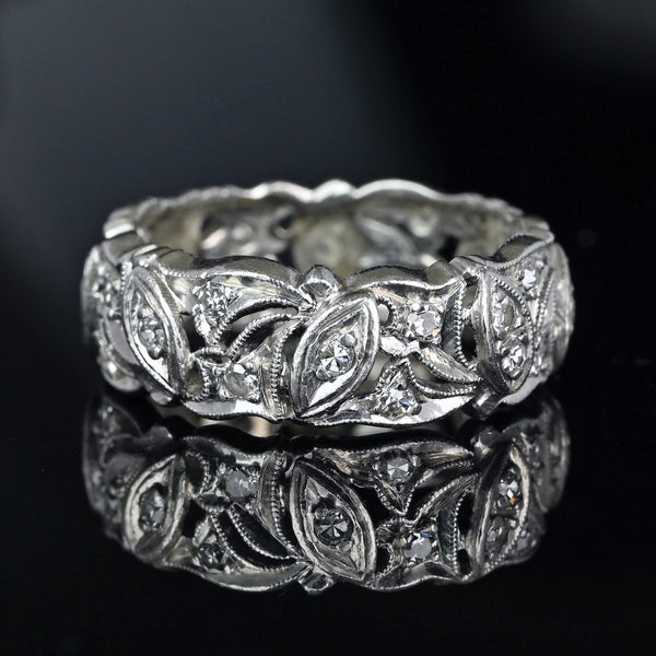 Art Deco Style Full Eternity Platinum Diamond Ring Band - Boylerpf