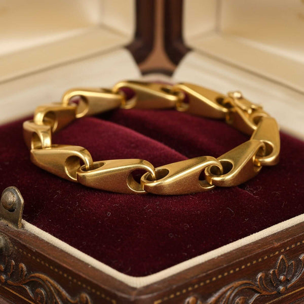 Vintage Heavy 18K Gold Biker Style Link Bracelet, 68.7g - Boylerpf