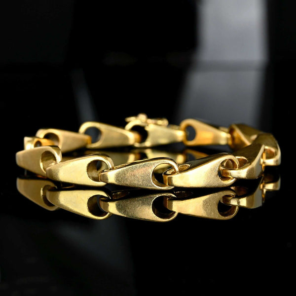 Vintage Heavy 18K Gold Biker Style Link Bracelet, 68.7g - Boylerpf