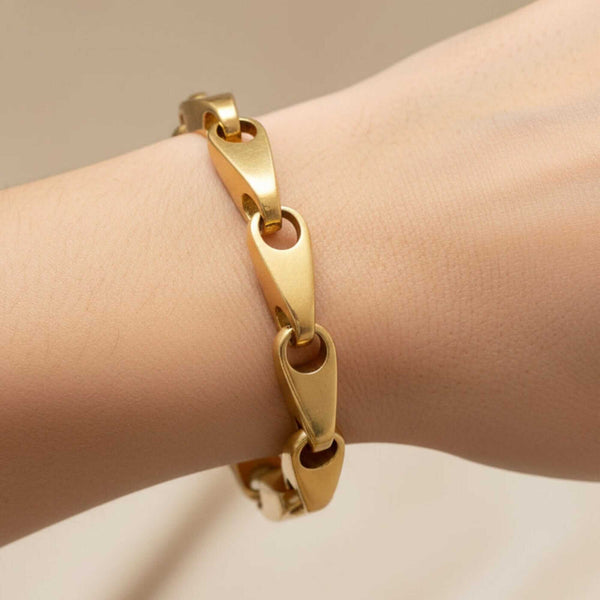 Vintage Heavy 18K Gold Biker Style Link Bracelet, 68.7g - Boylerpf