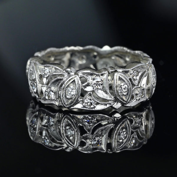 Art Deco Style Full Eternity Platinum Diamond Ring Band - Boylerpf