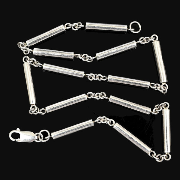 Vintage Sterling Silver Bar Link Chain Necklace 17 Inch