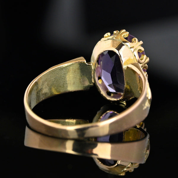 Antique Edwardian Gold Amethyst Solitaire Ring - Boylerpf