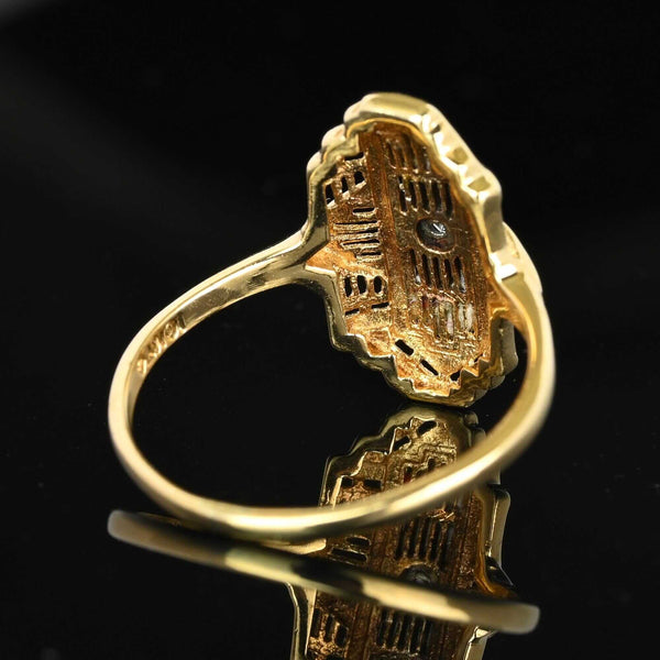 Art Deco Two Tone Gold Filigree Diamond Dinner Ring - Boylerpf