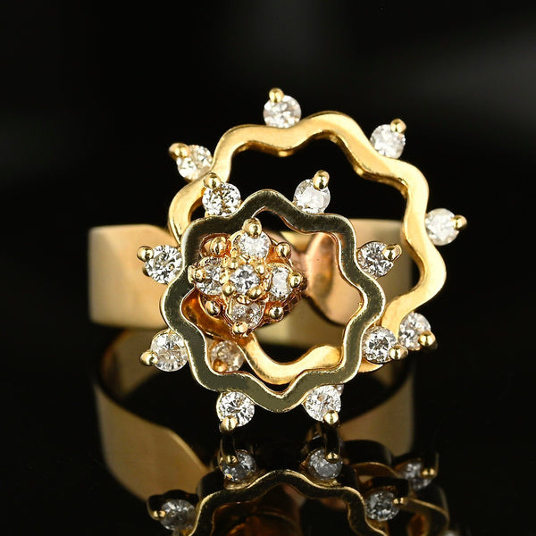 Vintage 14K Gold Kinetic Motion Diamond Spinner Ring - Boylerpf