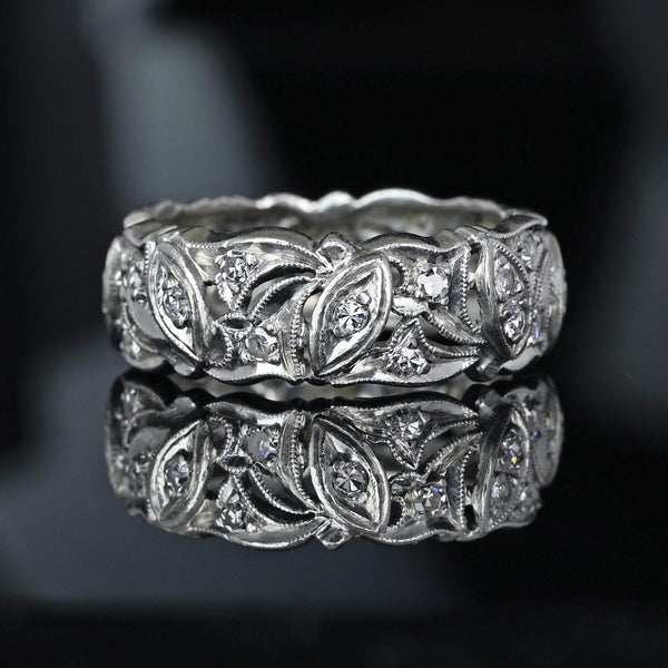 Art Deco Style Full Eternity Platinum Diamond Ring Band - Boylerpf