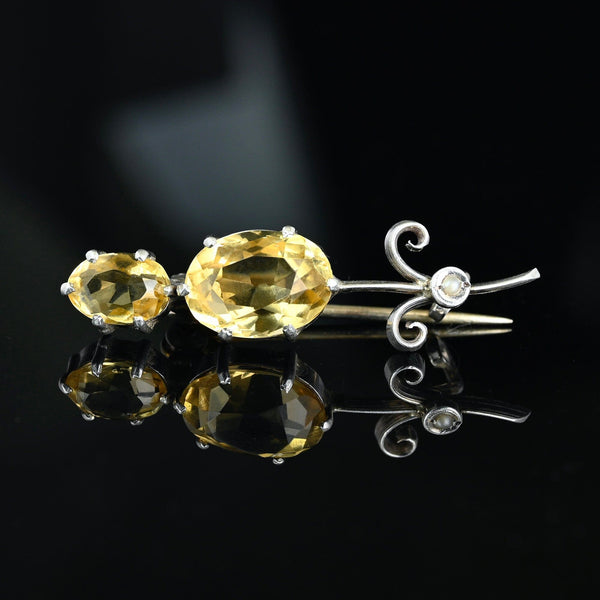 Antique Victorian Silver Haley's Comet Citrine Brooch - Boylerpf