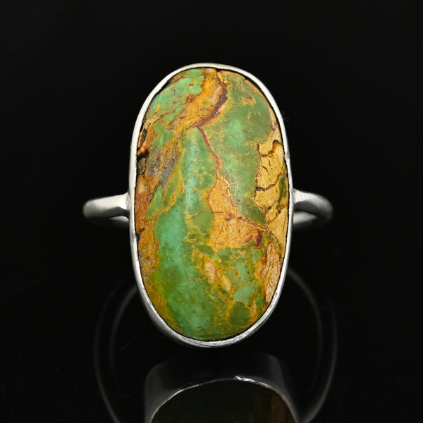 Vintage Natural Oval Turquoise Cabochon Ring - Sterling Silver
