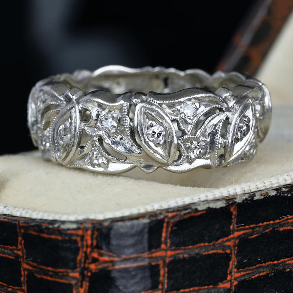 Art Deco Style Full Eternity Platinum Diamond Ring Band - Boylerpf