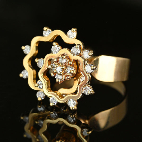 Vintage 14K Gold Kinetic Motion Diamond Spinner Ring - Boylerpf