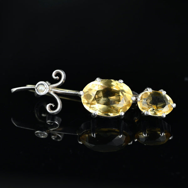 Antique Victorian Silver Haley's Comet Citrine Brooch - Boylerpf