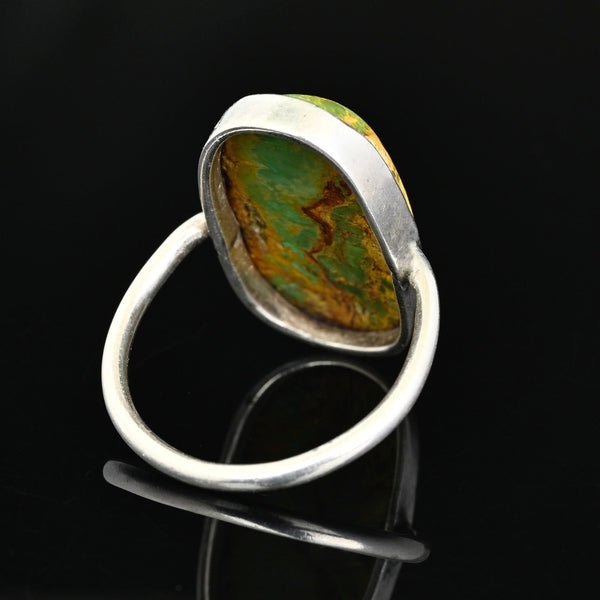 Vintage Natural Oval Turquoise Cabochon Ring - Sterling Silver