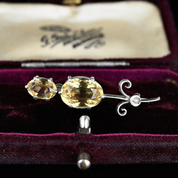 Antique Victorian Silver Haley's Comet Citrine Brooch - Boylerpf