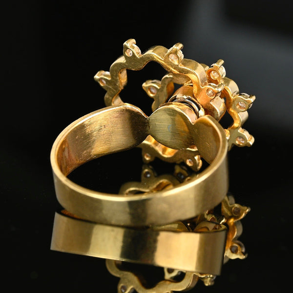Vintage 14K Gold Kinetic Motion Diamond Spinner Ring - Boylerpf