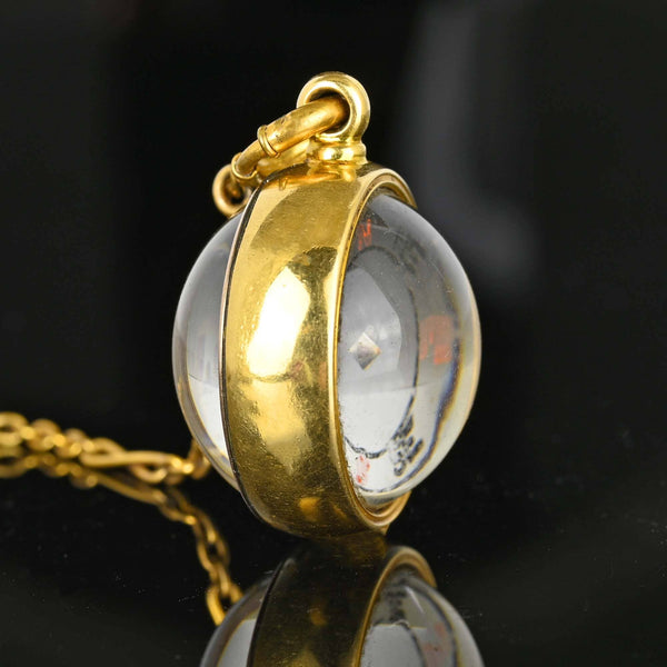 Antique 18K Gold Rock Crystal Compass Fob Pendant - Boylerpf