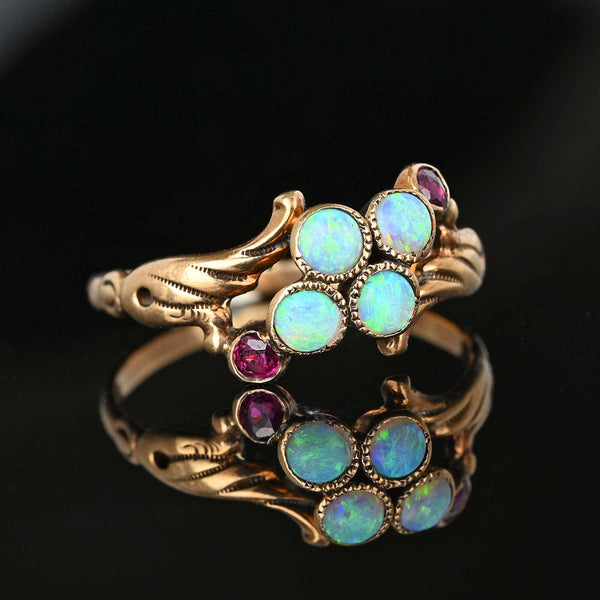 Antique Ruby Accent Victorian Opal Ring in Gold - Boylerpf