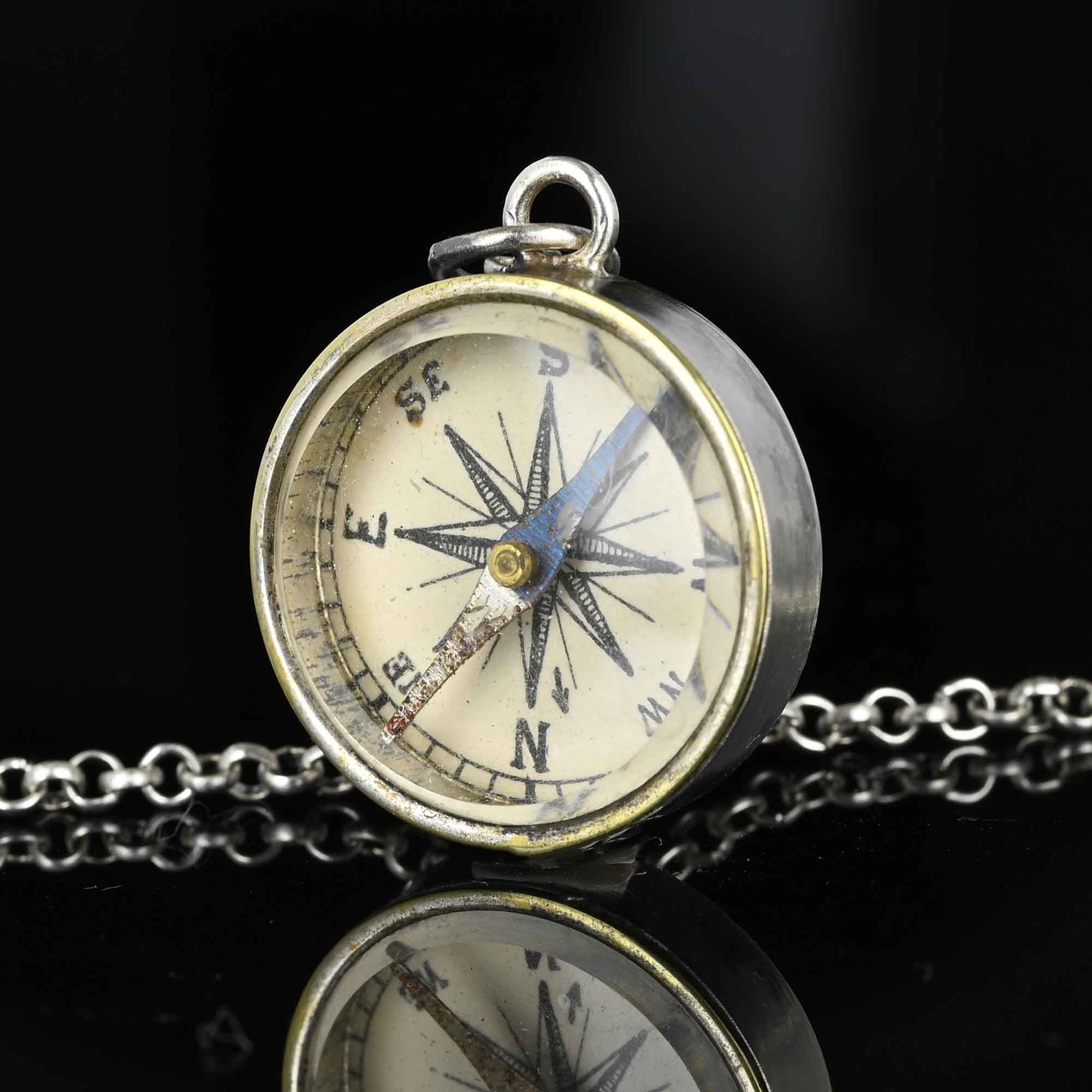 Antique Sterling Silver Working Compass Fob Pendant – Boylerpf
