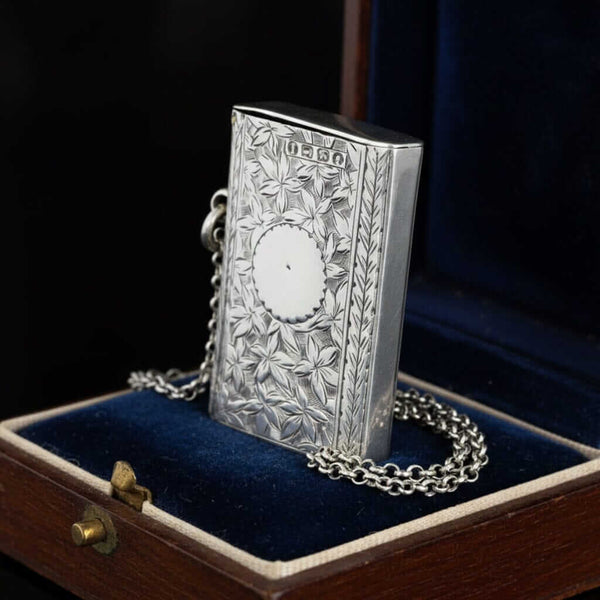 Antique Victorian Sterling Silver Vesta Case Pendant 1885 - Boylerpf