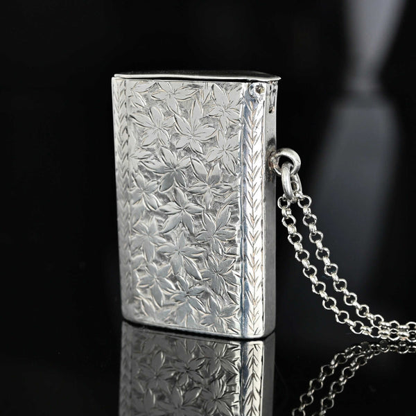 Antique Victorian Sterling Silver Vesta Case Pendant 1885 - Boylerpf